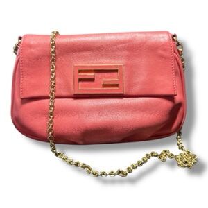 Fendi Pink Leather Fendista Crossbody Pochette